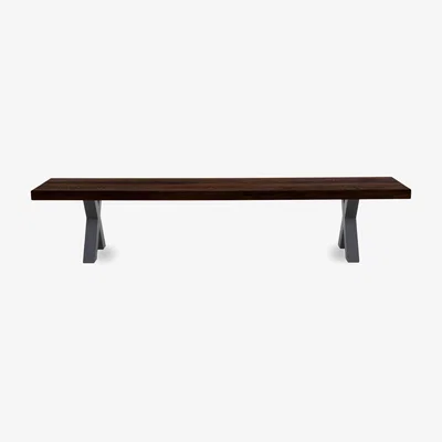 Furniture Village Bodahl - Njord Dining Bench with Metal X-Shaped Legs - 200-cm - Smoked