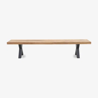 Furniture Village Bodahl - Njord Dining Bench with Metal X-Shaped Legs - 200-cm - Bianca