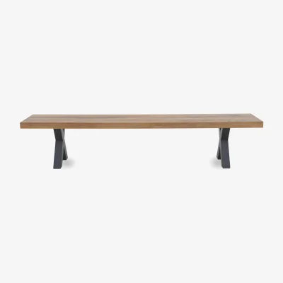 Furniture Village Bodahl - Njord Dining Bench with Metal X Shaped Legs - 300-cm - Old Bassano