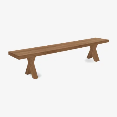 Furniture Village Bodahl - Njord Dining Bench with Wooden X Shaped Legs - 160-cm - Old Bassano