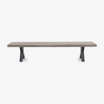 Furniture Village Bodahl - Njord Dining Bench with Metal X-Shaped Legs - 200-cm - White Wash