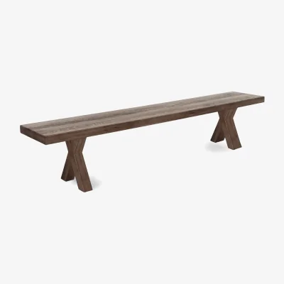 Furniture Village Bodahl - Njord Dining Bench with Wooden X Shaped Legs - 220-cm - Desert