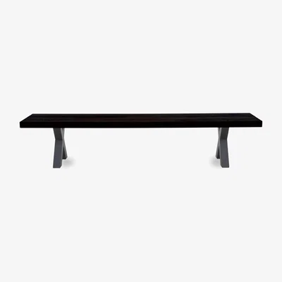 Furniture Village Bodahl - Njord Dining Bench with Metal X-Shaped Legs - 260-cm - Mocca Black