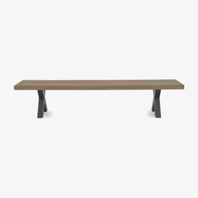 Furniture Village Bodahl - Njord Dining Bench with Metal X Shaped Legs - 300-cm - Vintage Grey