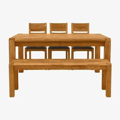 Furniture Village Furnitureland - Bakerloo Large Extending Table, 3 Chairs Bench and Bench Pad Dining Set