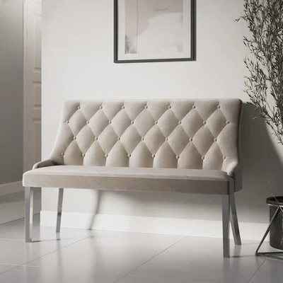 Furniture123 Mink Velvet Hallway Bench with Back - Jade Boutique