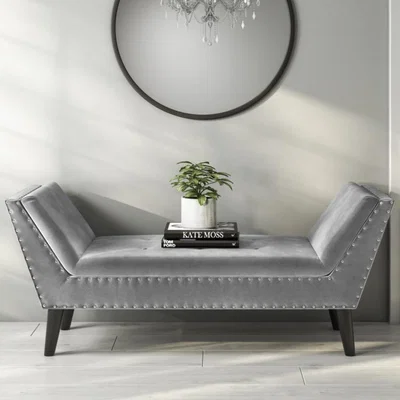 Furniture123 Safina End-of-Bed Bench Upholstered in Grey Velvet