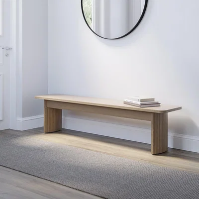 Furniture123 Large Light Oak Hallway Bench - Seats 3 - Jarel