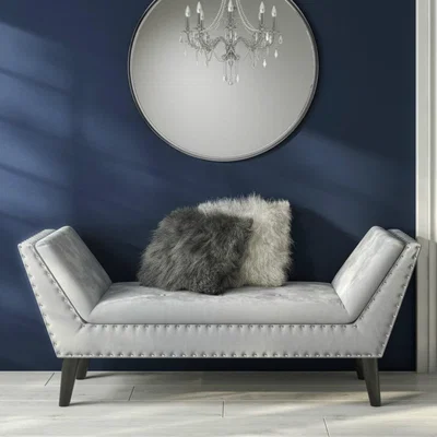 Furniture123 Safina End-of-Bed Bench Upholstered in Light Grey Velvet