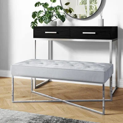 Furniture123 Small Bedroom Bench in Grey Velvet - Esme