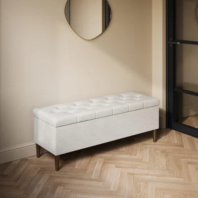 Furniture123 Cream Fabric Ottoman Hallway Bench with Storage - Amara