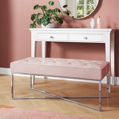 Furniture123 Small Bedroom Bench in Pink Velvet - Esme
