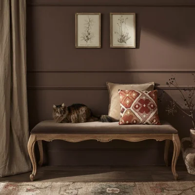 French Bedroom Love Story Mole Velvet Bench