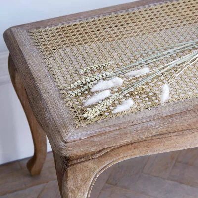 Feather & Black Sienna Rattan Bench, Weathered Oak / Rattan
