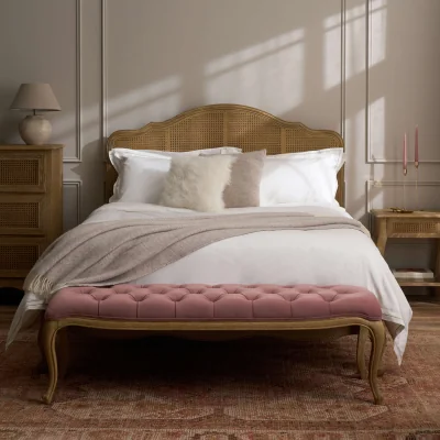 Feather & Black Sienna Beau Velvet Bench - Pink