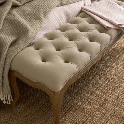 Feather & Black Sienna Beau Linen Bench, Weathered Oak / Natural