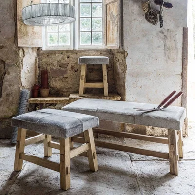 Graham & Green Grey Cowhide Bench 