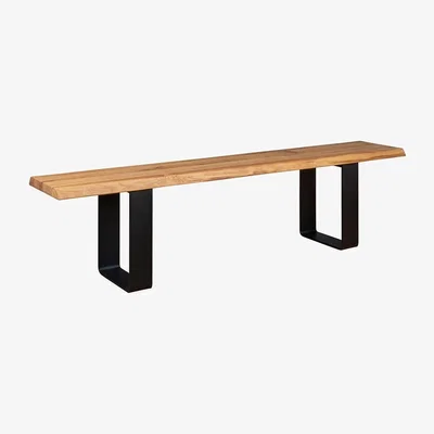 Heal's Heal's Prague Bench 160x35cm Grey Oiled Oak Natural Edge Not Filled - Heal's UK Furniture