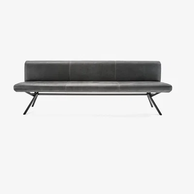 Heal's Riva 1920 Iron Light Bench, Utah Leather Noir 108
