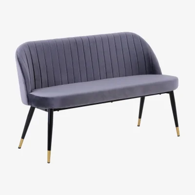 Homebase Illona Velvet Dining Bench - Grey