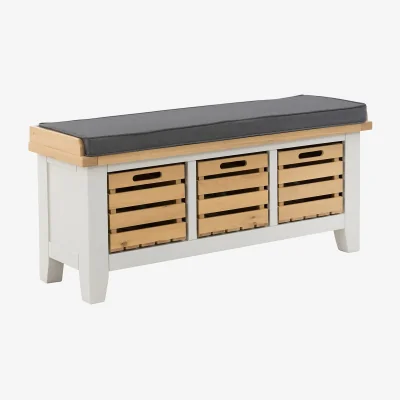 Homebase Ashstead Storage Bench - Oak & Ivory