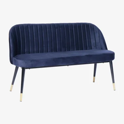 Homebase Illona Velvet Dining Bench - Navy