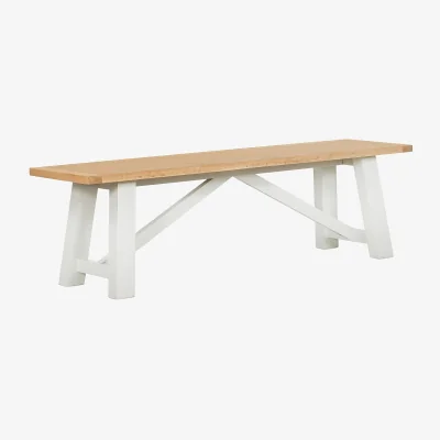 Homebase Ashstead Bench - Oak & Ivory