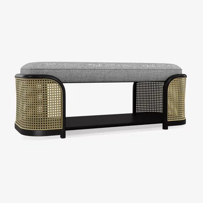 John Lewis John Lewis ANYDAY Dime Bench, Dark Wood Frame, Aim Light Grey