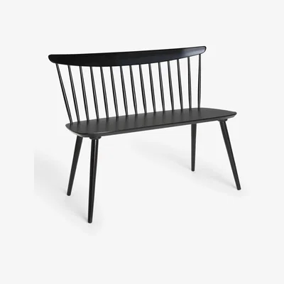 John Lewis ANYDAY John Lewis & Partners Spindle 2 Seater Bench, Black, FSC-Certified (Beech Wood)
