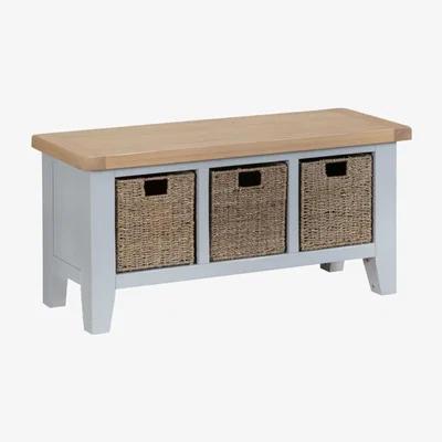 Knees Terranostra Oak Large Hall Bench - Millstone Grey 