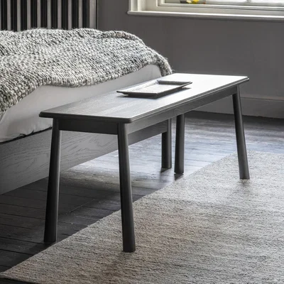Knees Nile 130cm Oak Dining Bench - Black