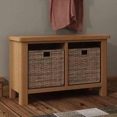 Knees Rara Oak Hall Bench - Rustic Oak