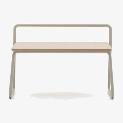 Kave Home Tinn ash veneer bench with a beige metal structure, 75 cm