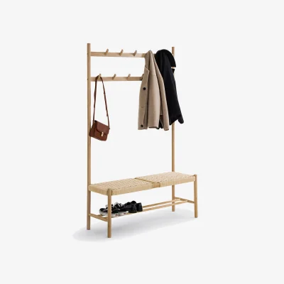 La Redoute Taga Solid Oak & Rope Hallway Coat Bench