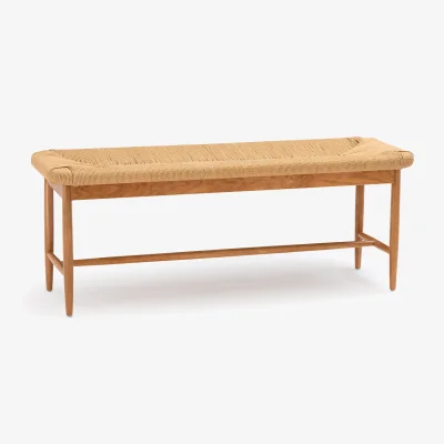 La Redoute Andre 120cm Solid Oak Bench with Woven Seat