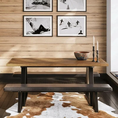 La Redoute Haden Industrial Faux Leather Dining Bench
