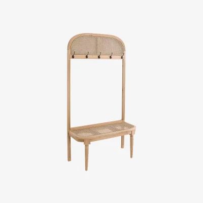 La Redoute Lunhaus Oak & Rattan Coat Rack Bench