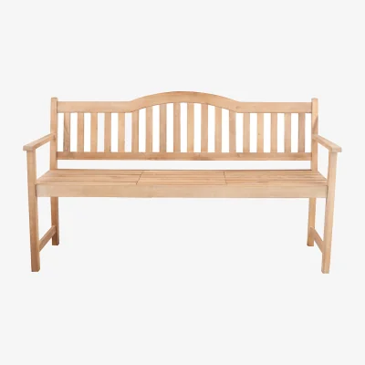 La Redoute Light Teak Acacia Wood Bench with Pop Up Table
