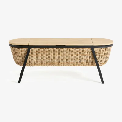 La Redoute Belti Imitation Rattan, Acacia & Metal Storage Bench