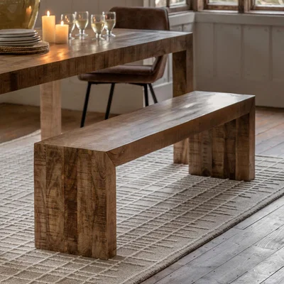 La Redoute Rustana Weathered Mango Wood 3 Seater Dining Bench (160 cm)