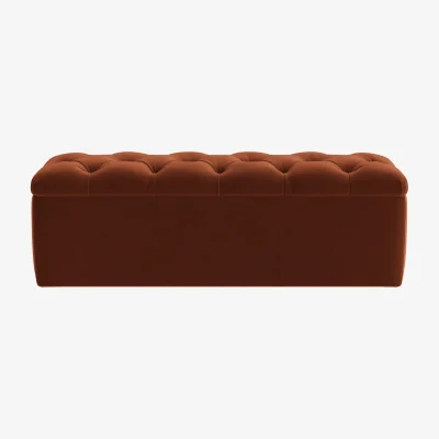 Loaf Button Top Ottoman Storage Bench (Sticky Toffee Clever Velvet)