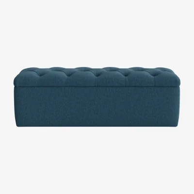 Loaf Button Top Ottoman Storage Bench (Hosepipe Clever Linen)