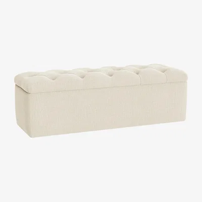 Loaf Button Top Ottoman Storage Bench