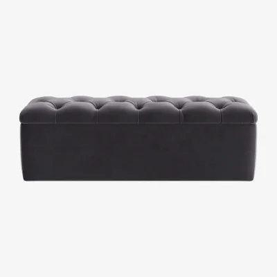 Loaf Button Top Ottoman Storage Bench (Wire Wool Clever Velvet)
