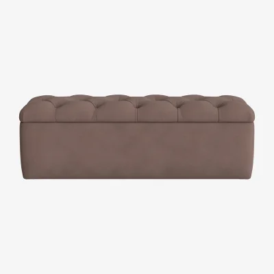 Loaf Button Top Ottoman Storage Bench (Muddy Footprint Clever Cotton)