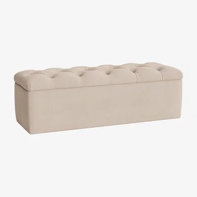 Loaf Button Top Ottoman Storage Bench
