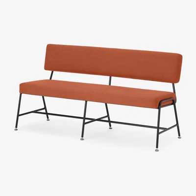 Made.com Knox Dining Bench, Retro Orange with Black Legs