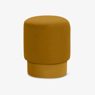 Made.com Volta Pouffe, Small, Vintage Ochre Velvet