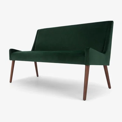 Made.com Higgs Upholstered Bench, Pine Green Velvet