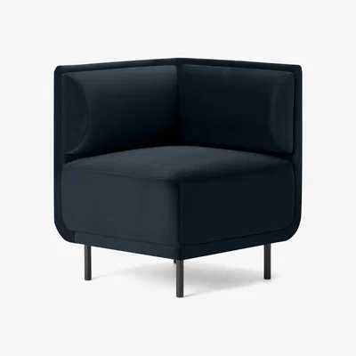 Made.com Bozzelli Corner Dining Bench, Moonlight Blue Velvet